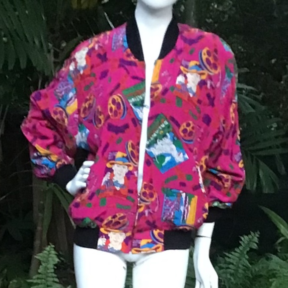 Vinegar 80s silk movie motif Bomber Jacket